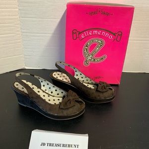 Ellemenno Maria Brown Suede Platform Sandals Sz 2